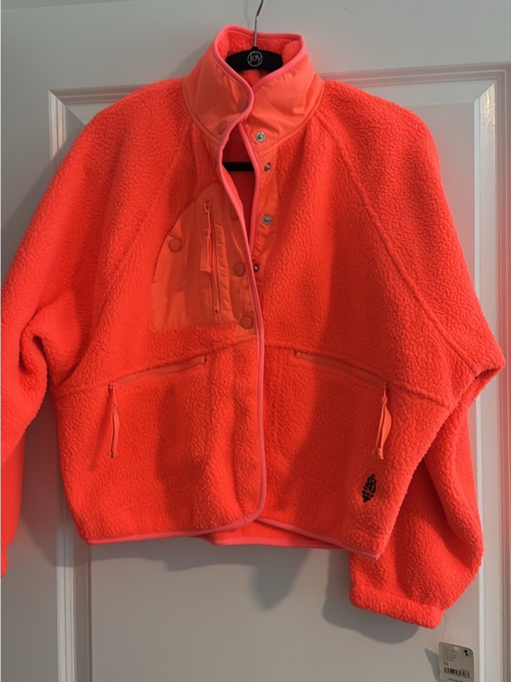 Free People Coral Pink Sherpa Jacket with Snap Front - Picture 2 of 4
